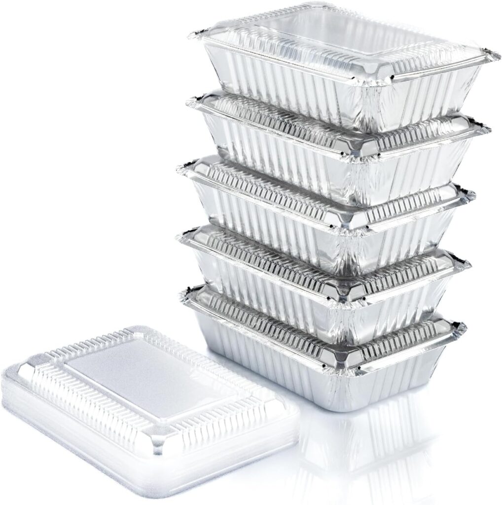 2.25LB Aluminum Containers with Lids (8.5x6)