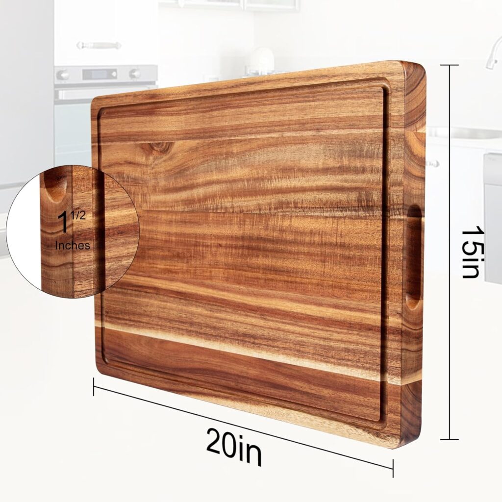 20 Inch Large Acacia Wood Cutting Board 1.5 Inch Thick
