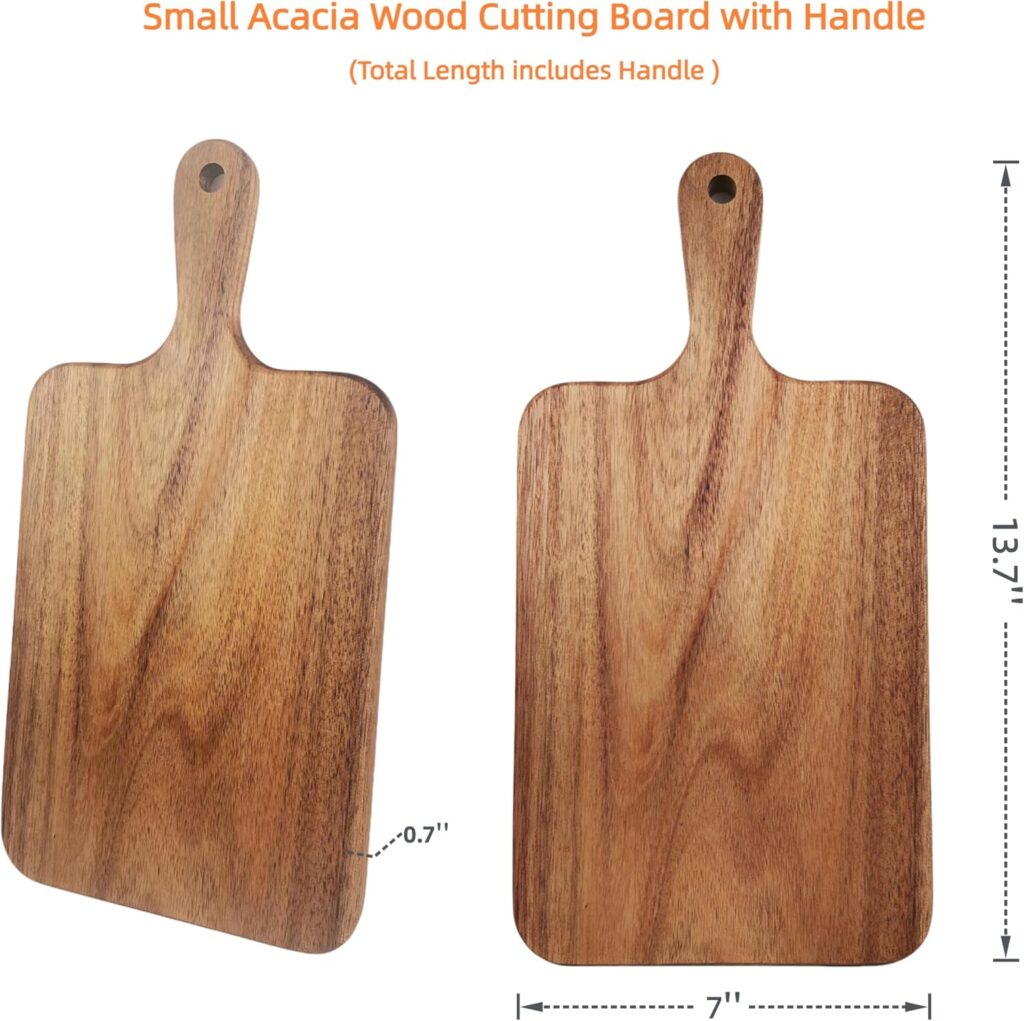 Acacia Wood Cutting Board with Handle 13.7x7