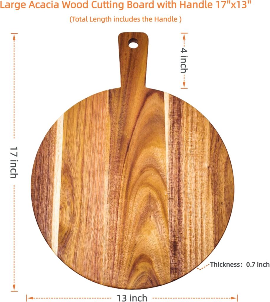Acacia Wood Cutting Board with Handle 17x13