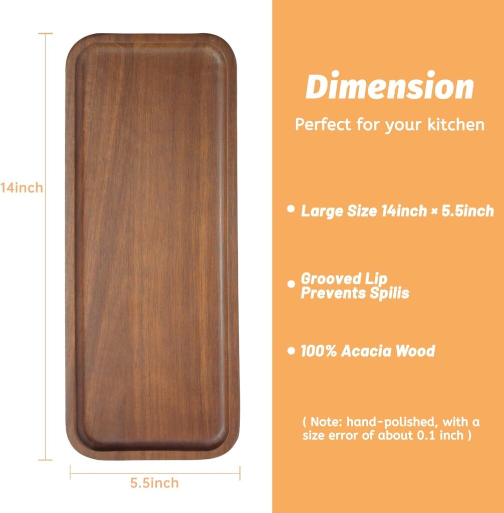 Acacia Wood Serving Platters and Trays - 14x5.5