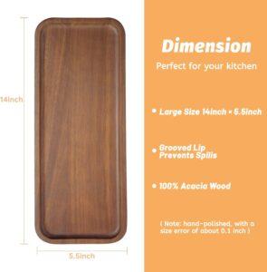 Acacia Wood Serving Platters and Trays - 14x5.5