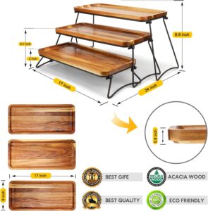 Acacia Wooden - 3 Tier Cupcake Stand and Towers Large Serving Tray for Party