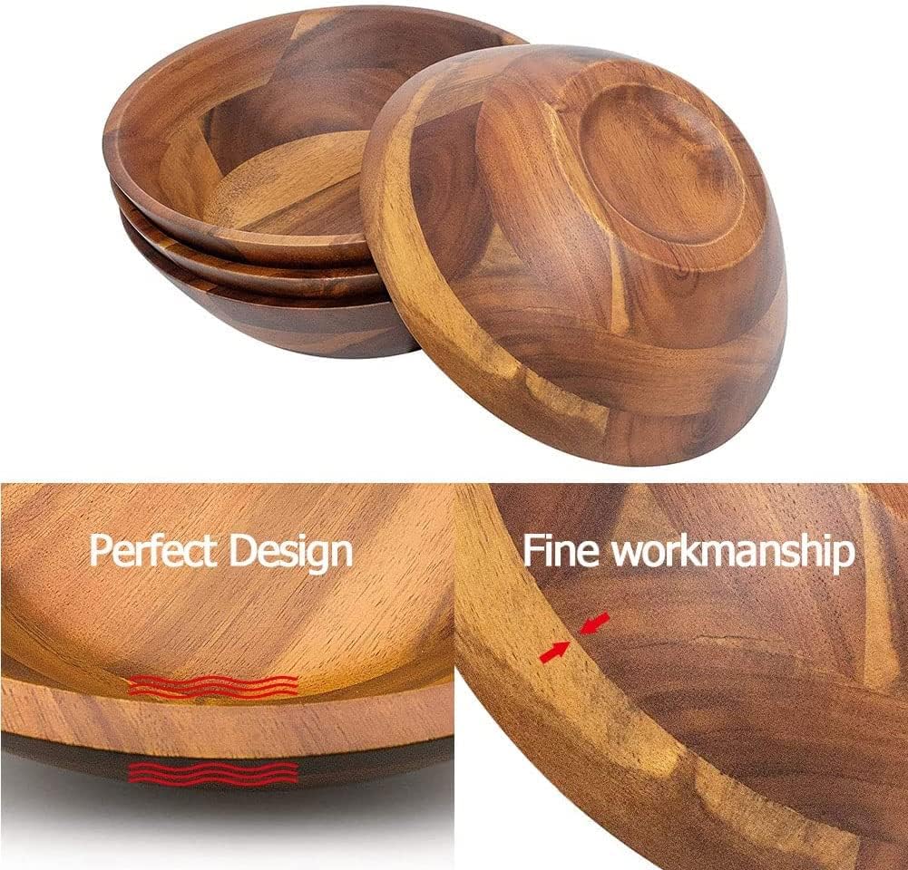 Acacia Wooden Serving Bowls, 7 Inch