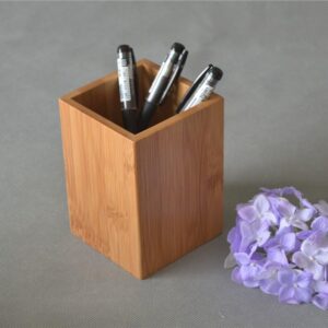 Bamboo Wood Desk Pen Pencil Holder Stand Multi Purpose