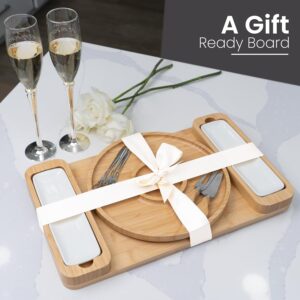 Charcuterie Boards Gift Set - Large Bamboo Cheese Board with Serving Tray