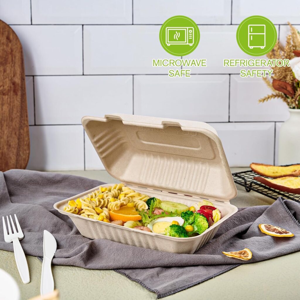 Compostable To Go Containers Disposable, 9X6 inch