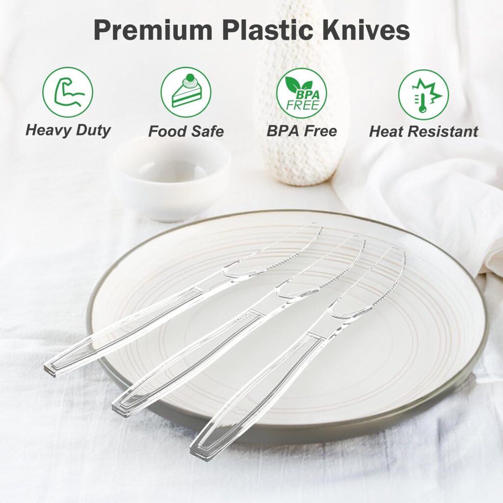 Extra Heavy Duty Clear Plastic Knives Disposable