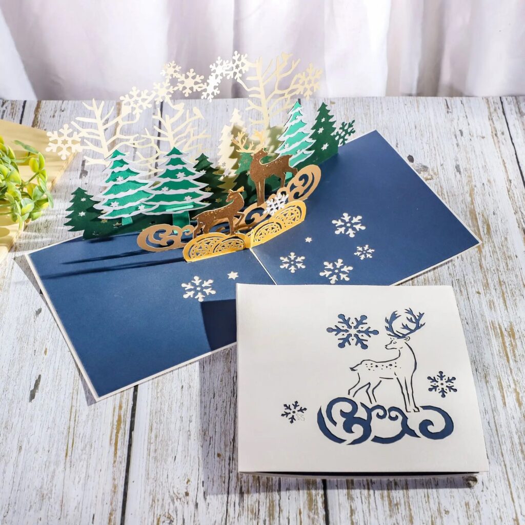 REINDEER WINTER 3D POP UP CARDS
