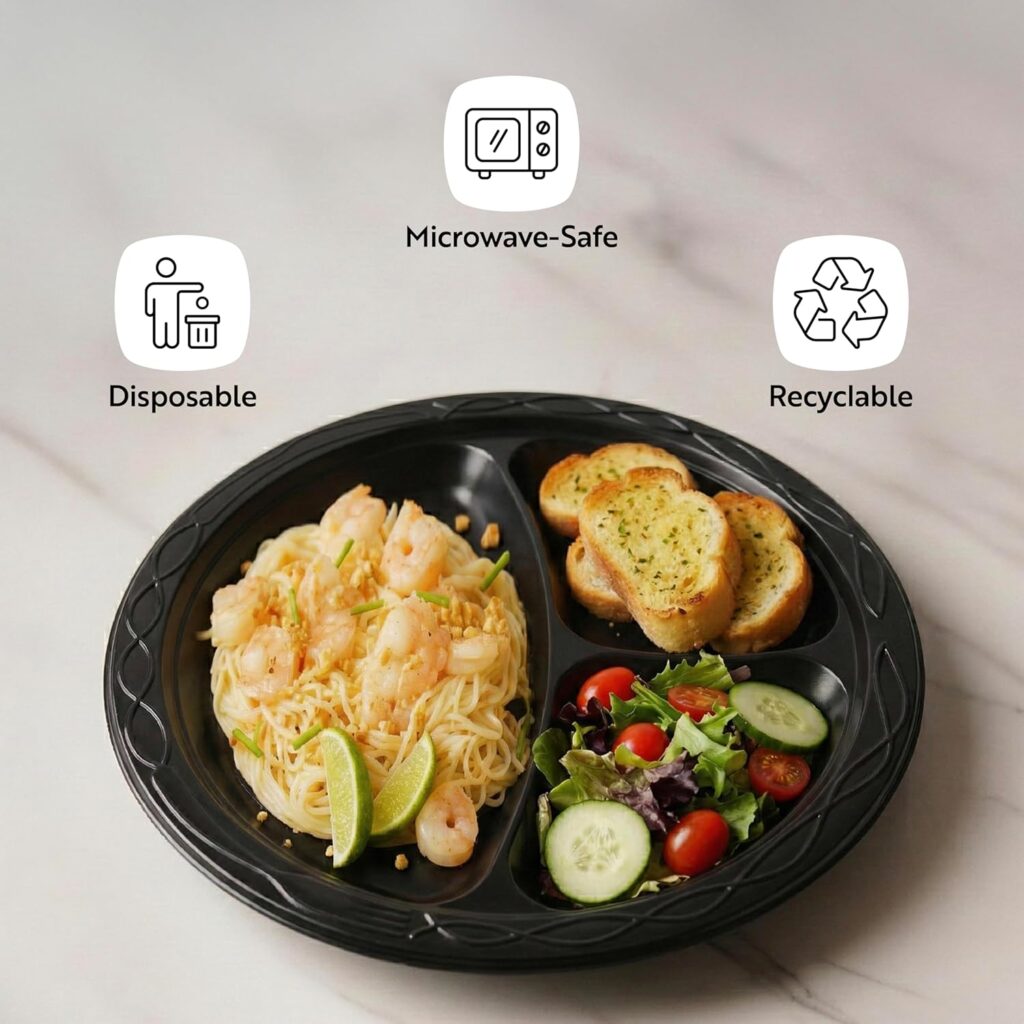 RW Base 10.4 Inch Microwavable Food Plates - 3 Compartments