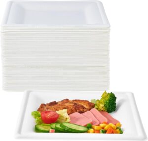 Square Paper Plates, 8-inch Compostable Disposable Plates