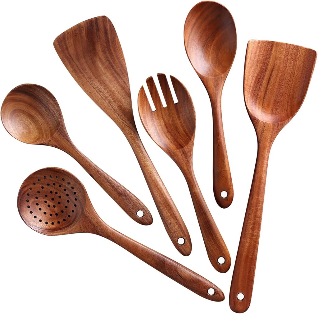 Wooden Utensil Set, Natural Acacia Wooden Spoons for Cooking