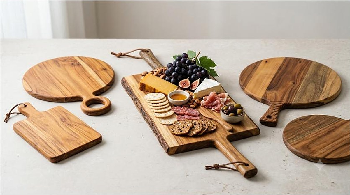 Vietnamese acacia wood serving boards and charcuterie boards for wholesale HORECA export